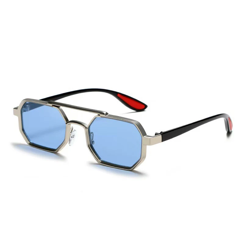 Neue Vintage Quadratische Sonnenbrille für Damen und Herren Rechteckige Sonnenbrillen Polygon-Brillen für Männer und Frauen – Detail 7
