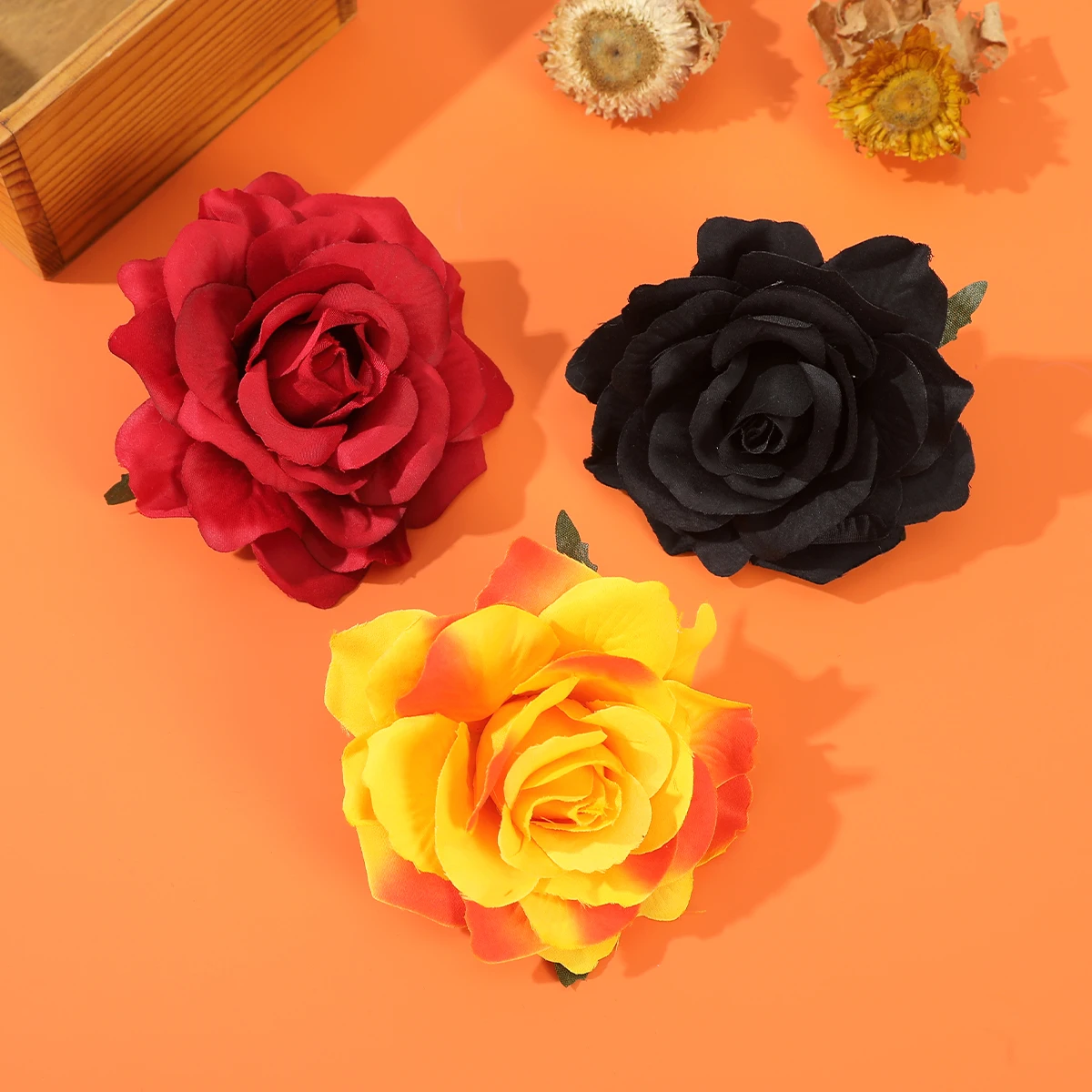 AWAYTR Silk Rose Floral Hairpin Women Gorgeous Flower Small Hair Claw Hair Clip Girls Ponytail Hairpin Fashion Hair Accessories