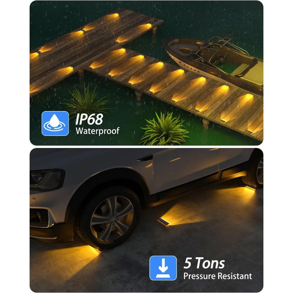 Solar Step Lights - Warm White Waterproof Stair Lights for Deck/Pathway/Backyard ﻿