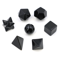 7Pcs Black Obsidian Platonic Solid Sacred Stones Geometry Set Natural Crystals Healing Gems for Meditation Chakra Balancing Gift