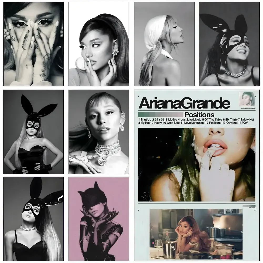 1PC Famous Singer Ariana Grande Poster Self-adhesive Art Waterproof Paper Sticker Coffee House Wall Decor