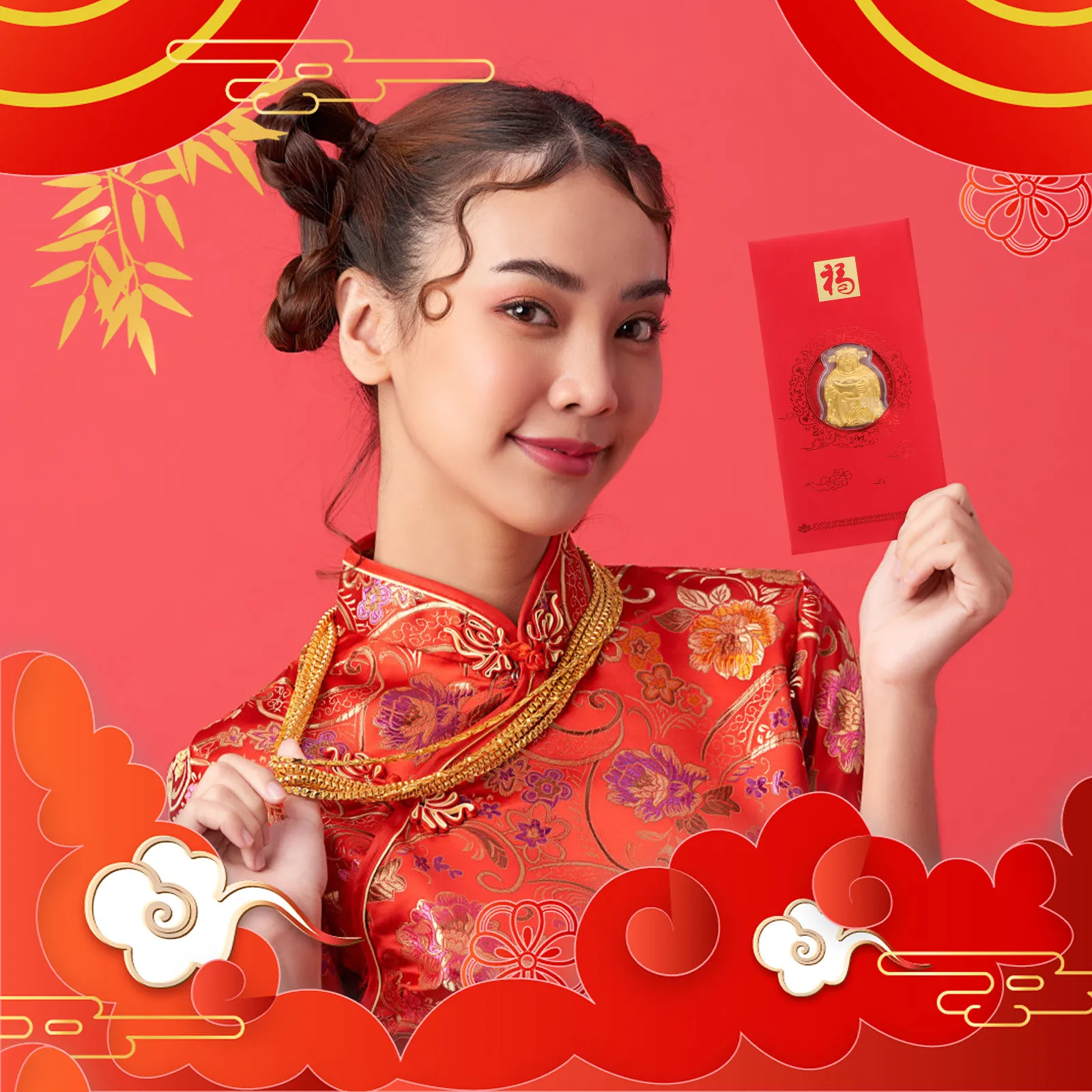 

6 шт. Изысканные красные конверты Cai Shen, креативные красные пакеты, денежные мешочки на удачу для Китайского Нового года 2022, празднование Года Тигра