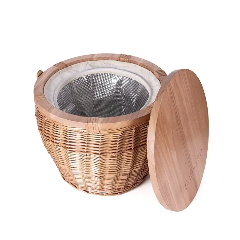 Custom Handmade Large Artificial Rattan Picnic Basket with Portable Lid Sustainable Wicker Storage for Living Room