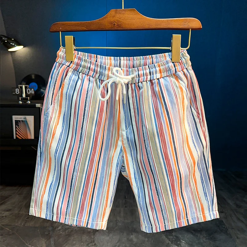 2025 여름 신상 남성 반바지 다용도 트렌디 속건 통기성 캐주얼 심플 패션 스트라이프 비치 팬츠