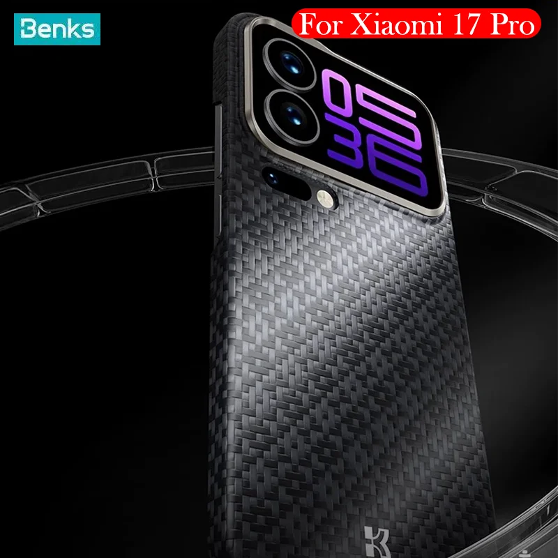 

Чехол Benks из углеродного волокна для Xiaomi 17 Pro, задняя крышка с кевларовой беспроводной зарядкой для XIAOMI 17 PRO