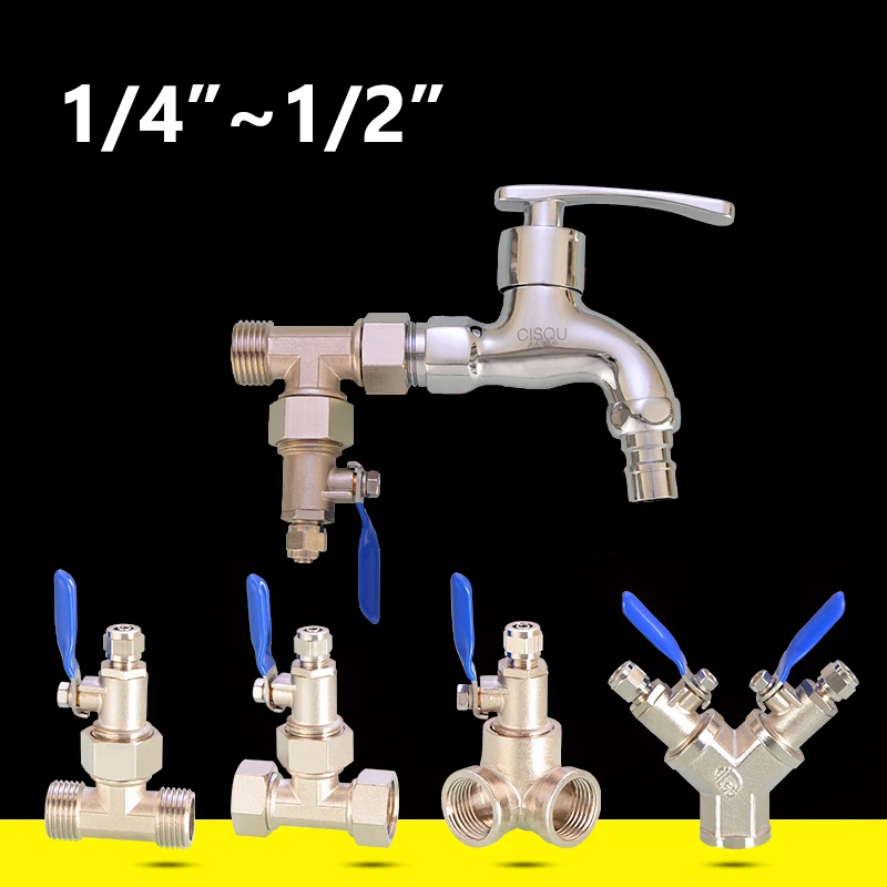 

1/4 "1/2" женский латунный полный порт Т-образный L-образный 3-ходовой шаровой клапан фильтр осмос для очистителя воды шаровой кран
