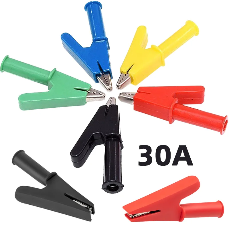 

30A зажим типа «крокодил» тестовый зажим для батареи зажимы типа «крокодил» с разъемом 4 мм для мультиметра, ручки, кабельные щупы, штекер типа «банан»