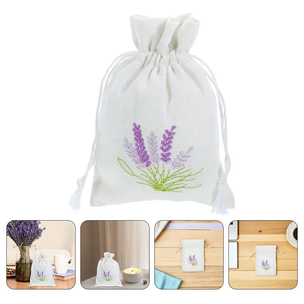 8Pcs Lavender Pattern Scented Sachet Bags Drawstring Closure Small Breathable Pouches for Dried Flowers Spices Jewelry