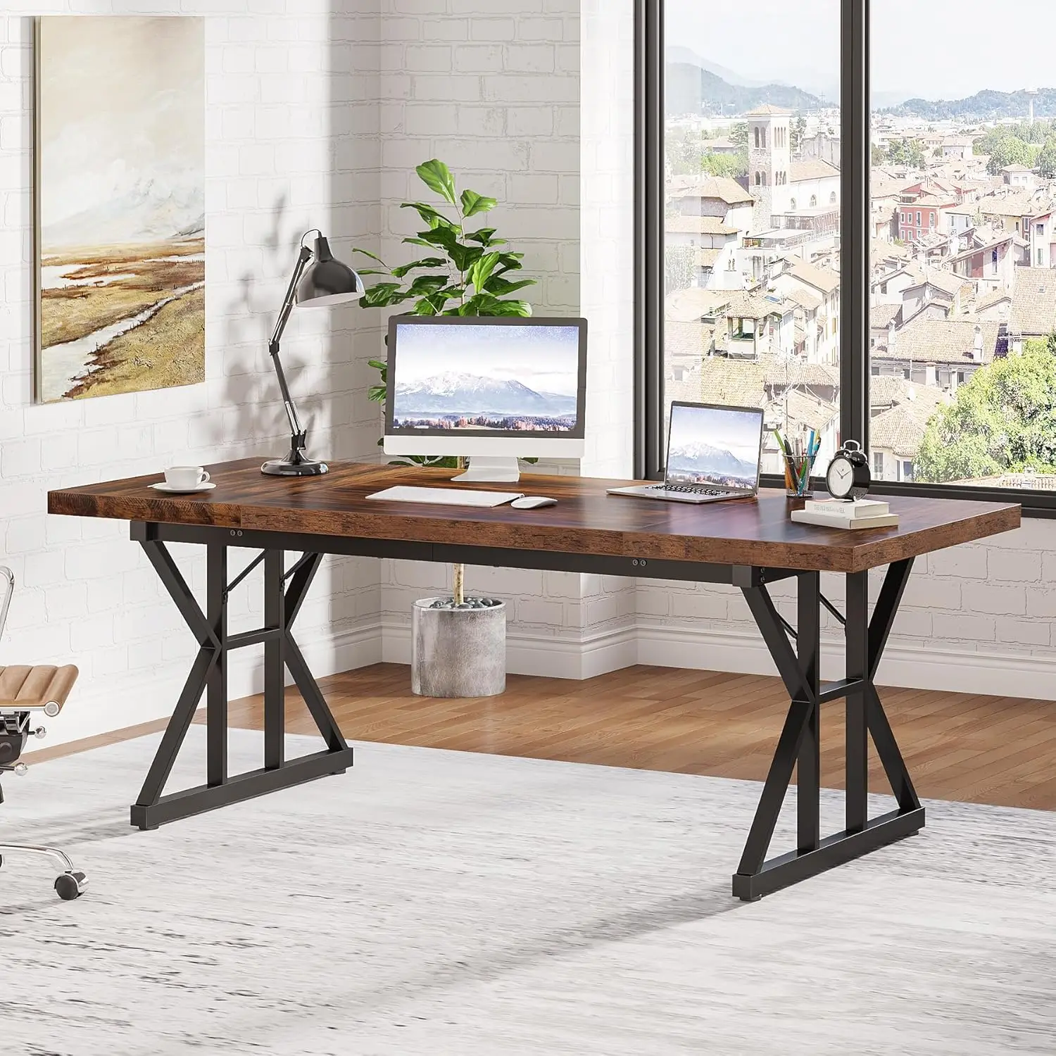 Grande Moderno Estilo Simples Mesa de Escritório, Workstation Executivo, Laptop Desk, Estudo, Mesa de Escrita, Negócios, 70,8"