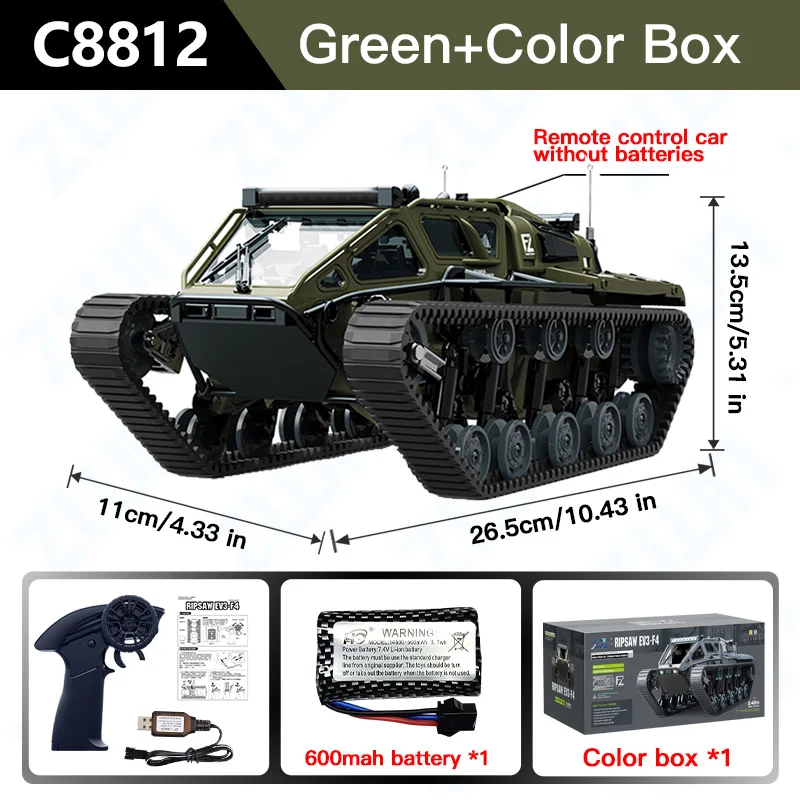 RC_AKa セット C8812/ C8812 MAX LED Light Full Scale Tracked Tank Simulation