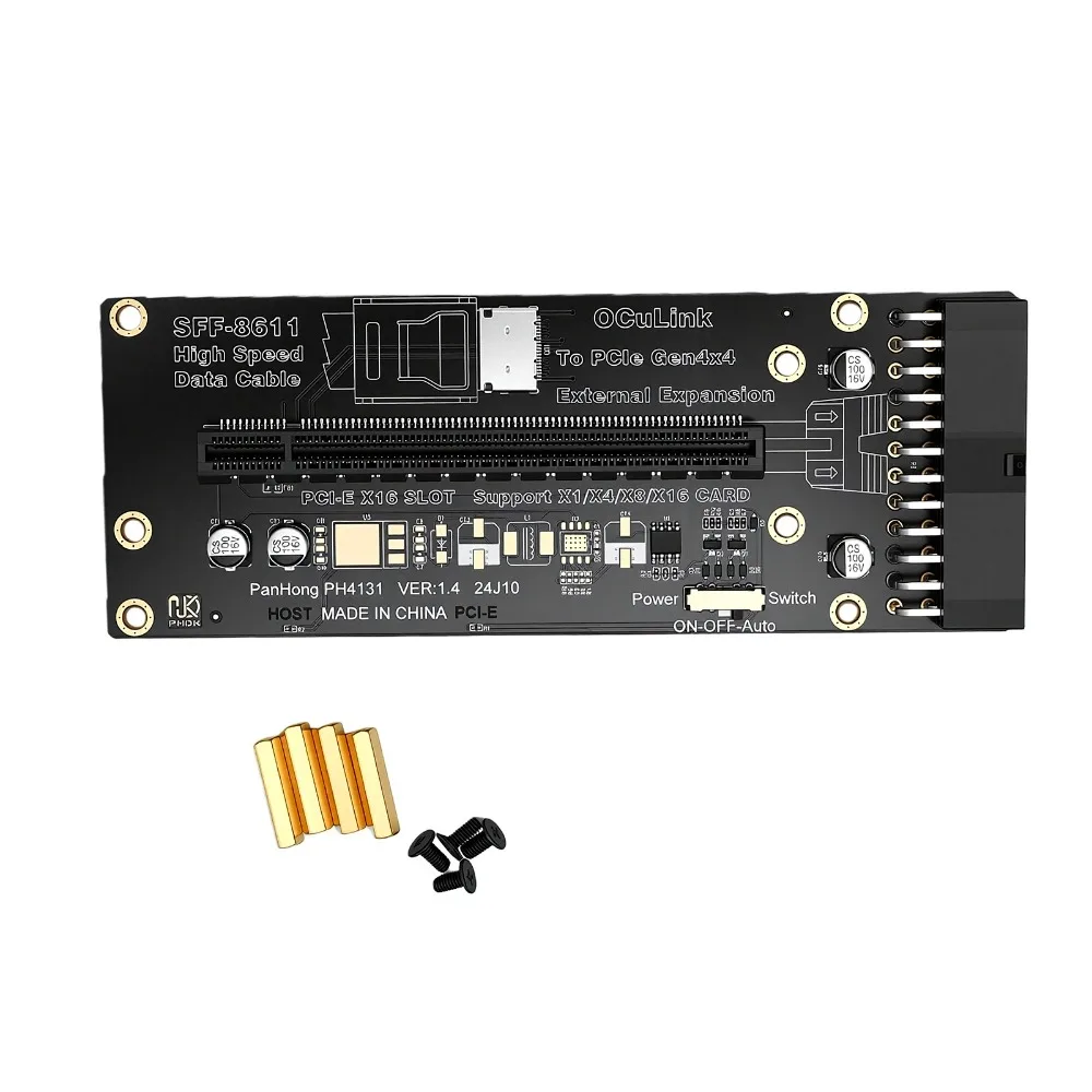 PCIe 4.0 X16 Interface Data Transfer Expansion Card 24Pin Power Supply 90 Degree Connector PCIe 4.0 X16 Adapter SFF-8612