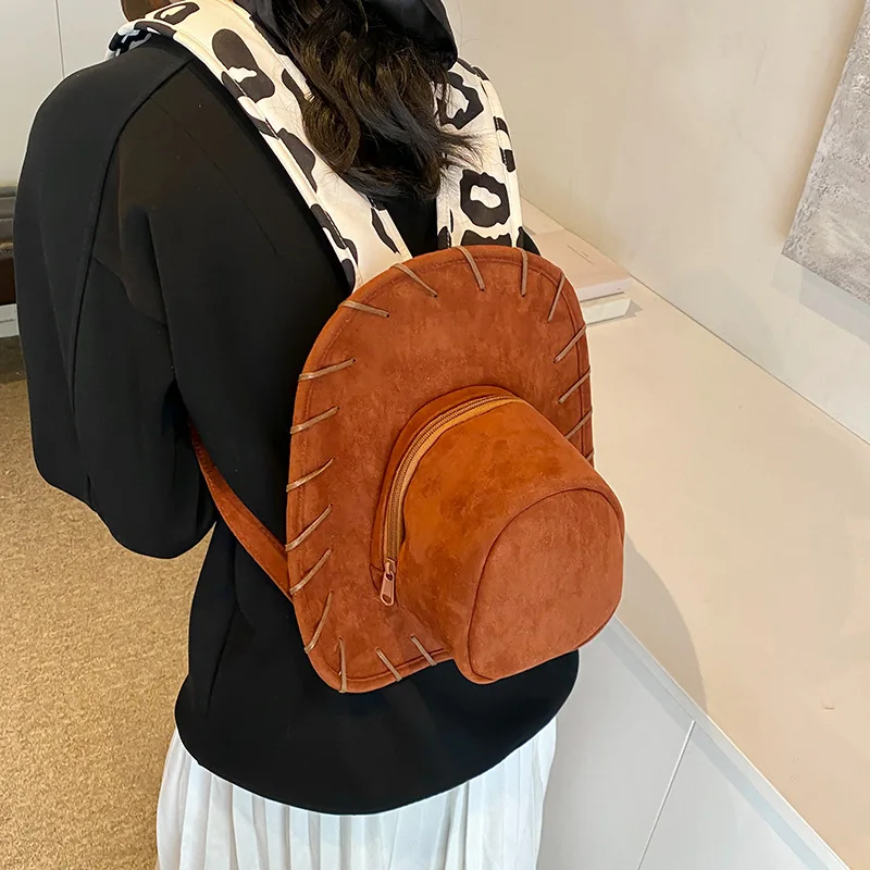Cartoon Hat Shape Backpack Women Creative Cute Novelty Crossbody Bag for Outdoor Travel Retro Style Student Casual Daypack Gift