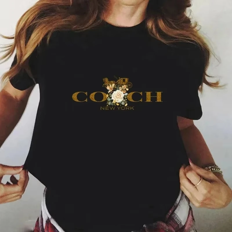 Spring/Summer 2026 Women's T-shirt Luxury Printed O-neck Top Pattern Short Sleeve Hip Hop T-shirt Women's Summer Alphabet