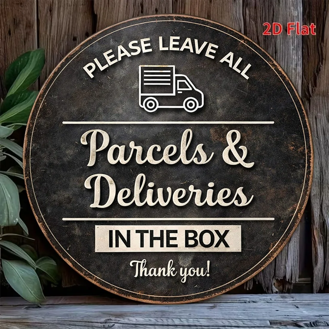 2D Flat Vintage metal Parcel Delivery Sign, 
