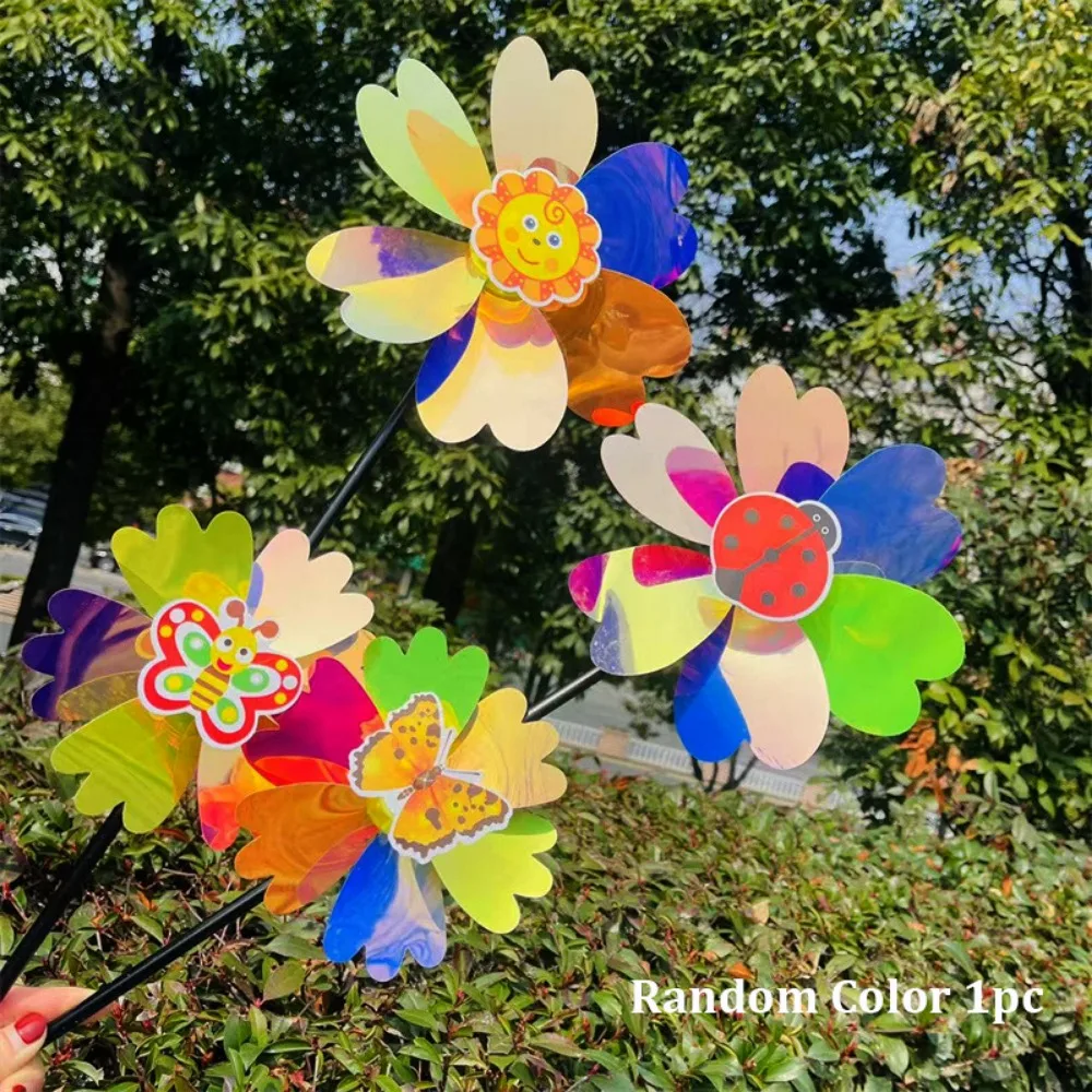 Multistyles Bunte Sonnenblumen-Windmühle, doppellagiges PVC, rotierende Sonnenblumen-Windspinnerfolie, Farbwechsel