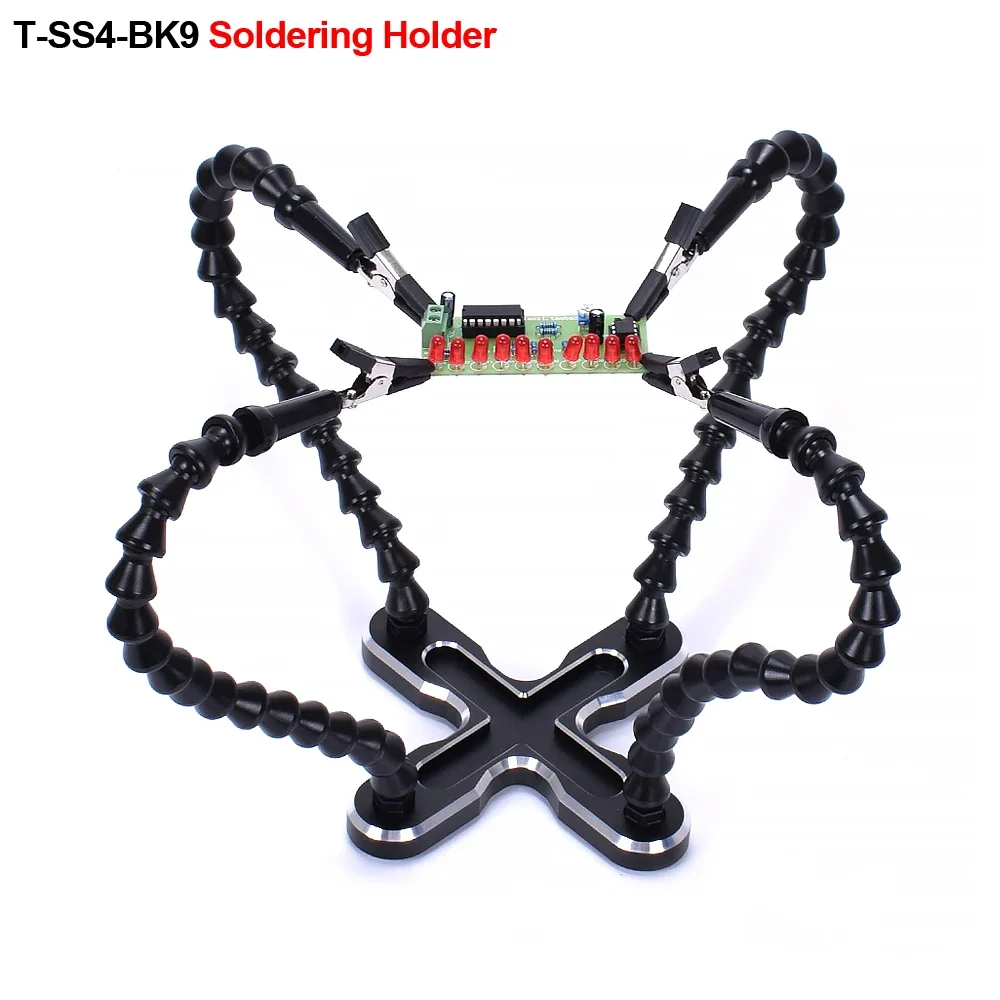 NEWACALOX Soldering Third Hand 4pc Flexible Arm Welding Helping Stand Electronic Repair PCB Circuit Board Holder Model Aircraft