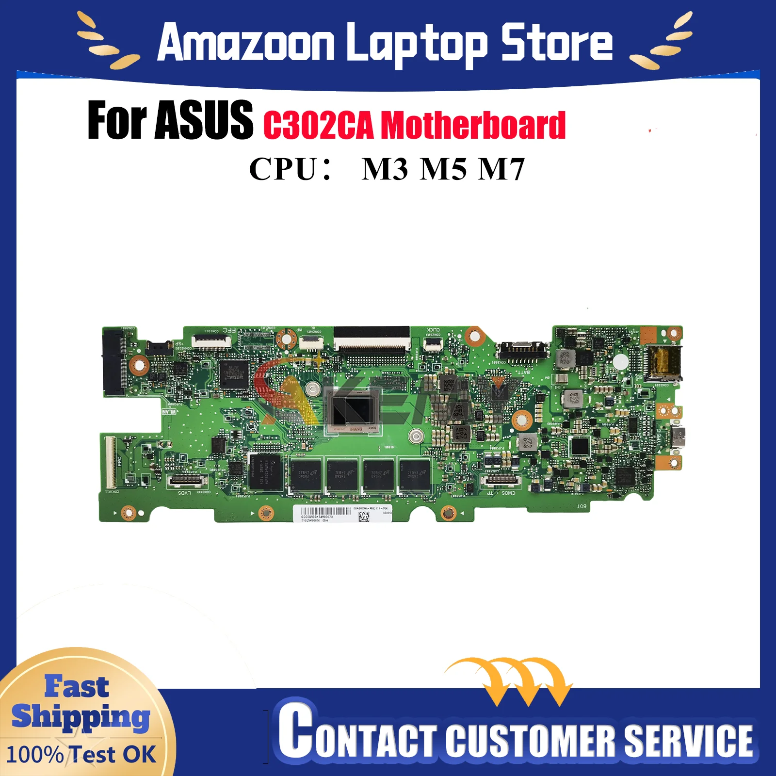 

C302CA Laptop Motherboard For ASUS Chromebook C302CA C302C Notebook Mainboard With I3 I5 I7 CPU 100% tests OK fast shipping stk