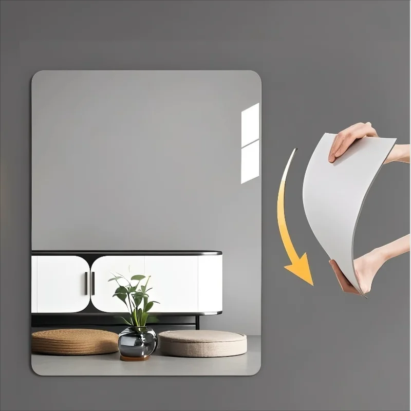 Japanese Acrylic Soft Mirror, Self-Adhesive Wall Sticker Dressing Mirror for Bedroom Bathroom, Lightweight Shatterproof Hangable