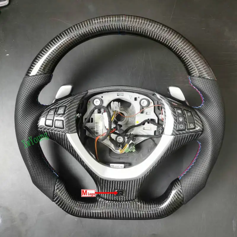 For BMW X5 X6 E70 E71 E72 Customize 100% Real Carbon Fiber Steering Wheel With Leather