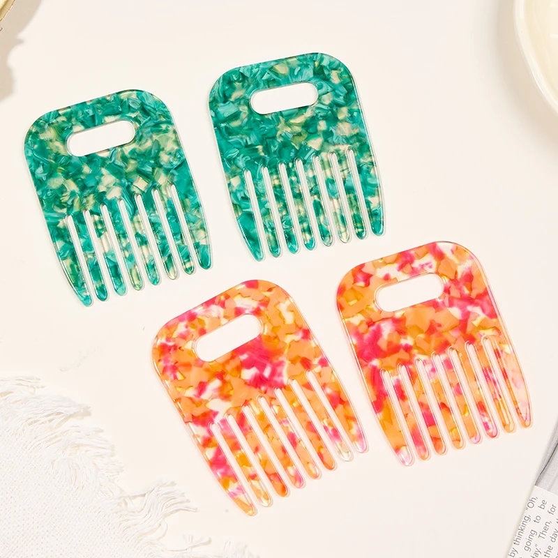 

Vintage Elegant Women's Acetate Floral Print Hair Comb Portable Anti-Static Detangling Comb Fashionable Girls Hair Accessories