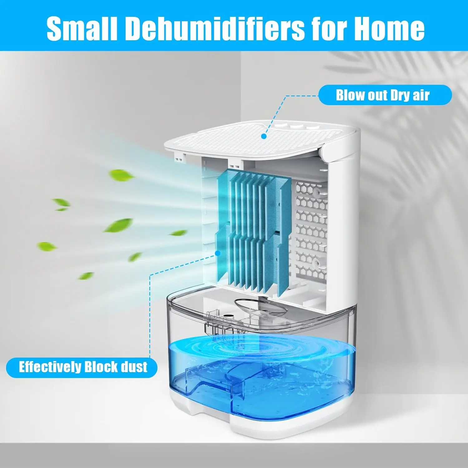 Dehumidifiers for Home Small Dehumidifier for Bedroom Feet with 7 LED Lights Ultra Quiet & Auto Shut off Dehumidifier