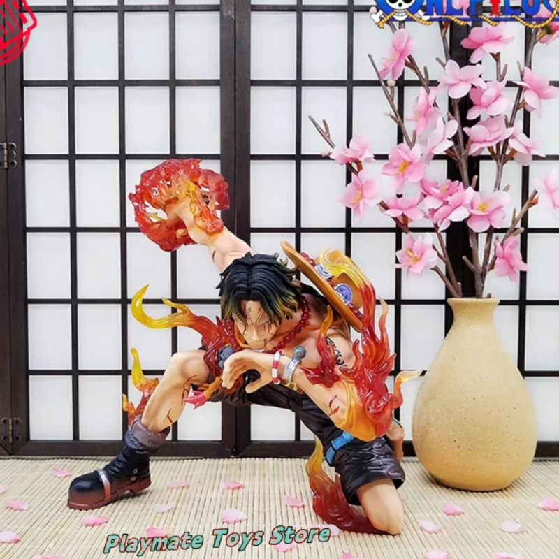 2024 One Piece Gk Anime Resonance Series Fire Fist Ace Battle Damage Edition 20cm Anime Model Statue Decoration Gift Collection