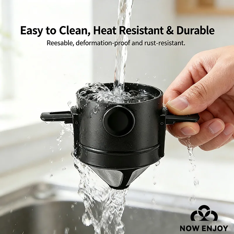 NOW ENJOY Collapsible Coffee Filter Stainless Steel Drip Coffee Tea Holder Funnel Basket Reusable Tea Pot Holder Coffee Dripper