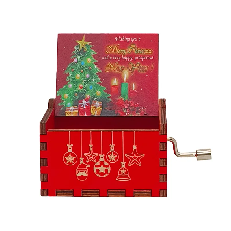 ألعاب صندوق الموسيقى الخشبي ذات الطابع الكرتوني، صندوق الموسيقى المكرنك يدويًا لعيد الميلاد، ديكورات الحفلات، هدايا الأطفال، هدايا عيد الميلاد #5