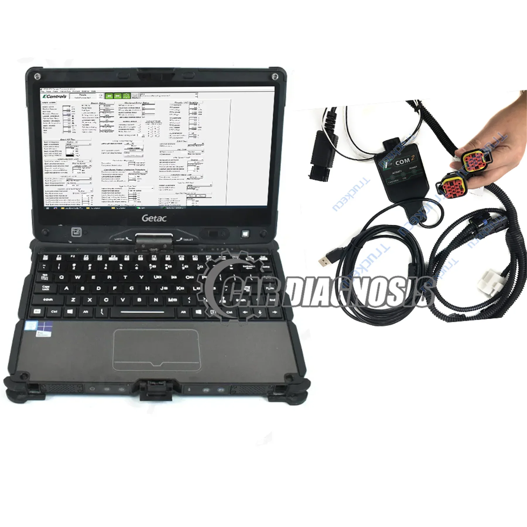 for ECOM2 for EControls for EDIS ECI Target Communications for SINOTRUK for Yuchai Xichai Truck Diagnostic Tool+getac laptop
