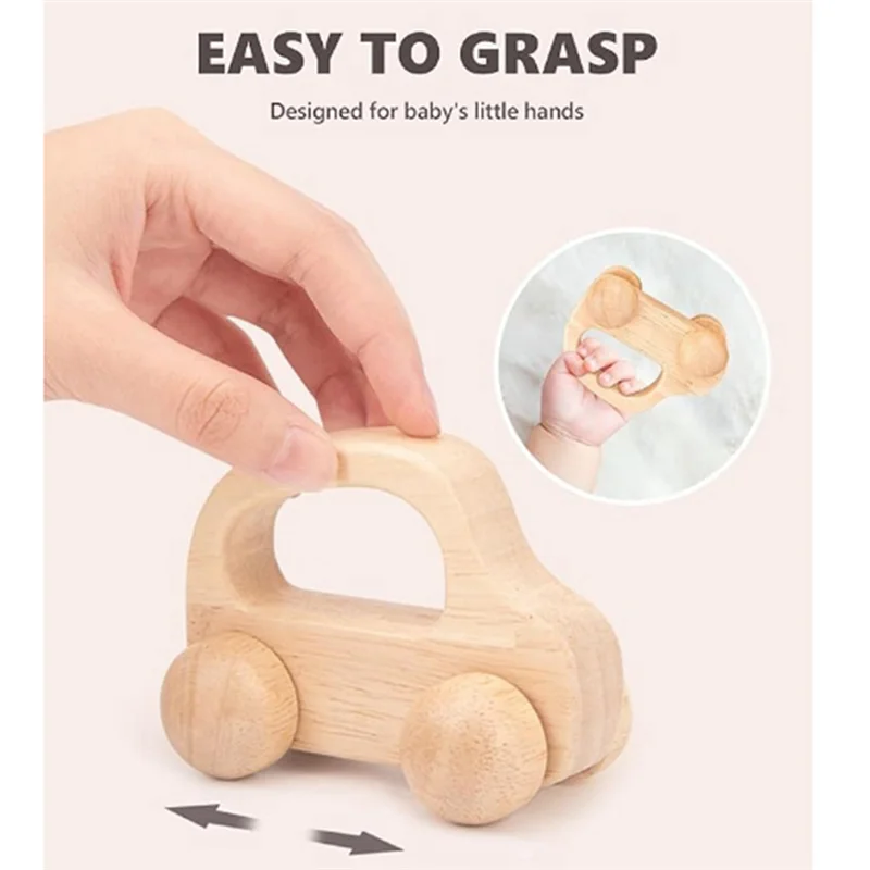 CYGJ-2Pcs Baby Wooden Car Early Education Infant 0-6-12 Months Toddler 1-3 Year Old Wood Boys Neutral Decor