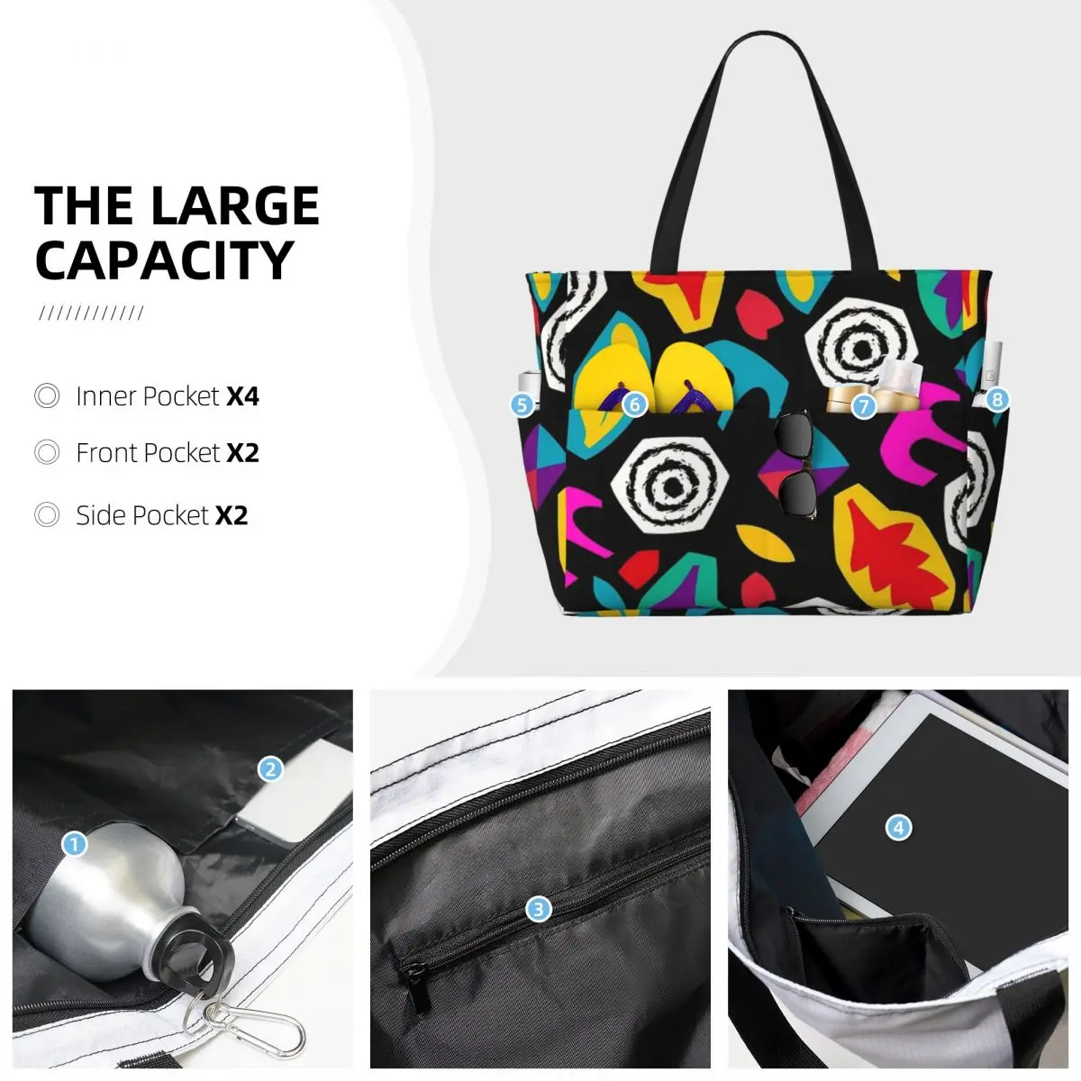 Strange Eleven Pattern Beach Travel Bag, Tote Bag Modern Practical Daily Shoulder Bag Multi-Style Pattern