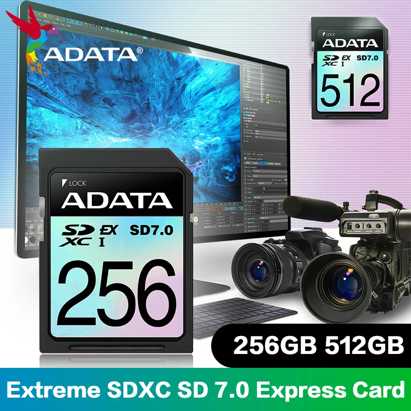 ADATA Premier Extreme SD7.0 Express SDXC Card 256GB 512GB UHS‑I Backward Compatible V30 U3 800MB/s For Digital Camera Desktop