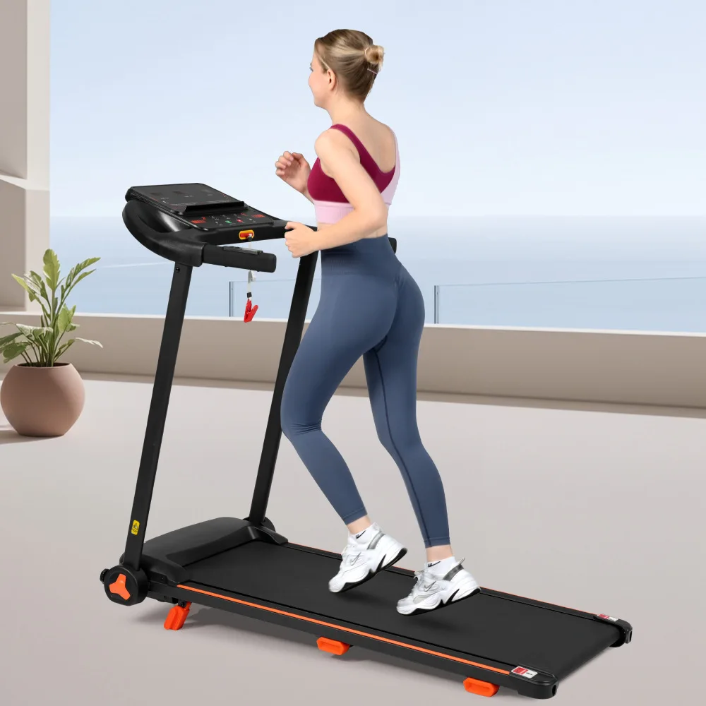 Ye Home Treadmills, 2.5HP Quiet Folding Treadmill with Heart Rate Sensor, 300lbs Weight Capacity, 7.5MPH, Incline Treadmill with USB Charge Station for Android & Bluetooth Speaker, 6 Shock-Absorbing