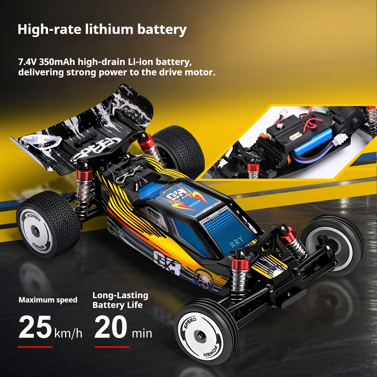 Wl 244016 1:24 Scale Remote-Controlled Electric Racing Baja Car High-Speed Two-Wheel Drive Rc Car Toy Kids Birthday Xmas Gift