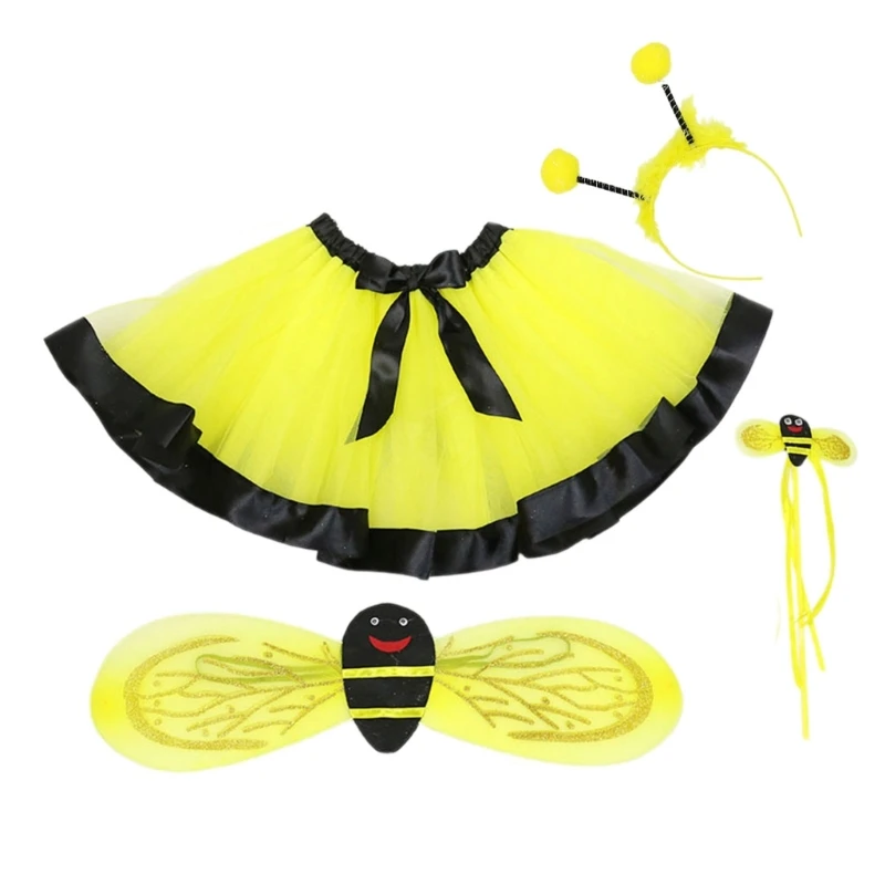 

Kid Bees Fairy Costume Set Includes Skirt, Wing, Fairy Wand, and Headband for Children Birthday Halloween Christmas