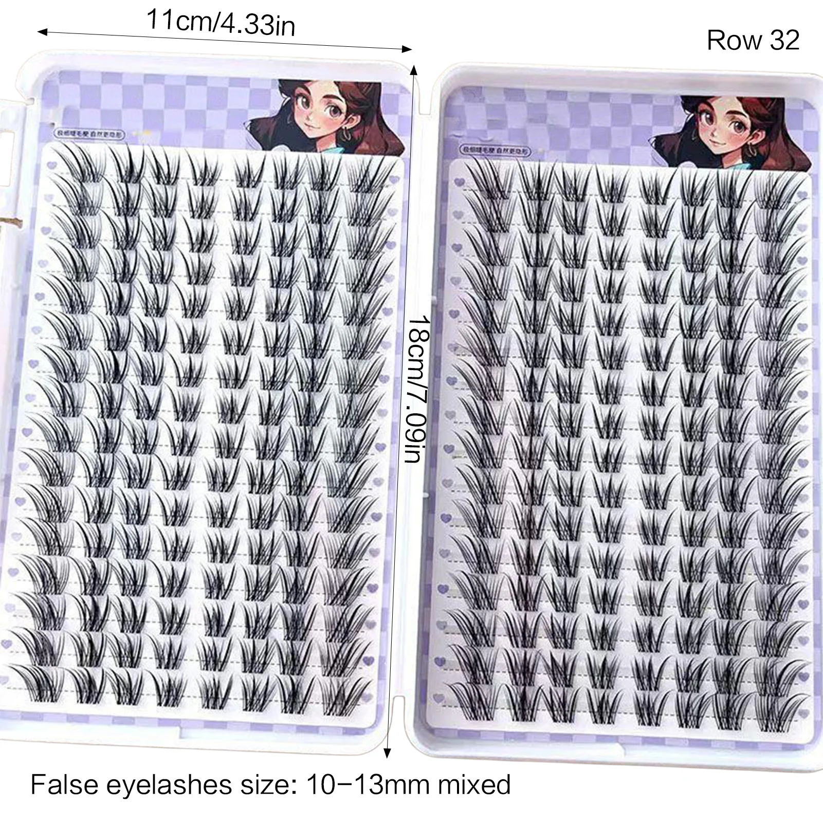 10/32 صفوف رقيق الرموش الصناعية الثعلب نمط طويل تحلق الرموش الصناعية الألياف الاصطناعية رموش كتاب للمكياج اليومي والحفلات