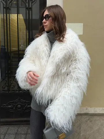 10 best sales महिलाओं के लिए सफेद फर कोट - №5