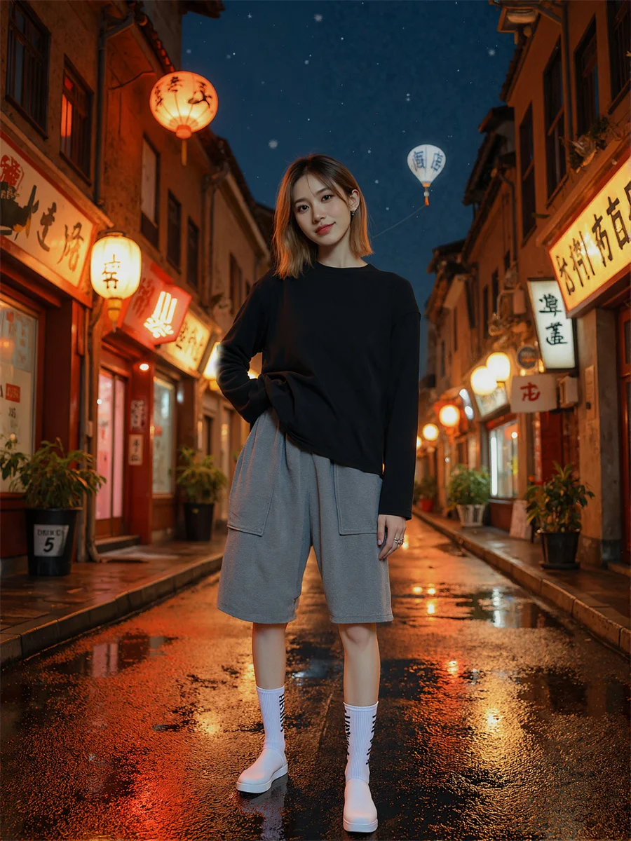 ワイドレッグ カップルズ ショーツ レディース バギーショーツ 韓国風 人気 スポーティ ランニング エラスティックウエスト 夏 ジム ファッション トレンド ガールズ ストリート