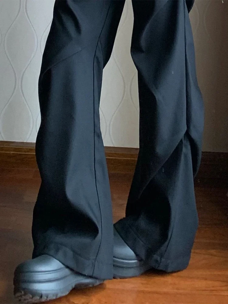 

Bla Cleanfit Pleated Men's Straight Leg Workwear Pants Drapey Ele Micro Flared Summer Deconstructed Straight Tube Trousers