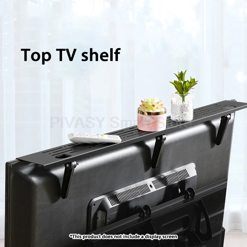 Uniwersalna półka górna do telewizora, bez wiercenia, uchwyt na router, pojemnik na dekoder, stal walcowana na zimno, ABS 180 °   Otwór regulowany do zarządzania kablami