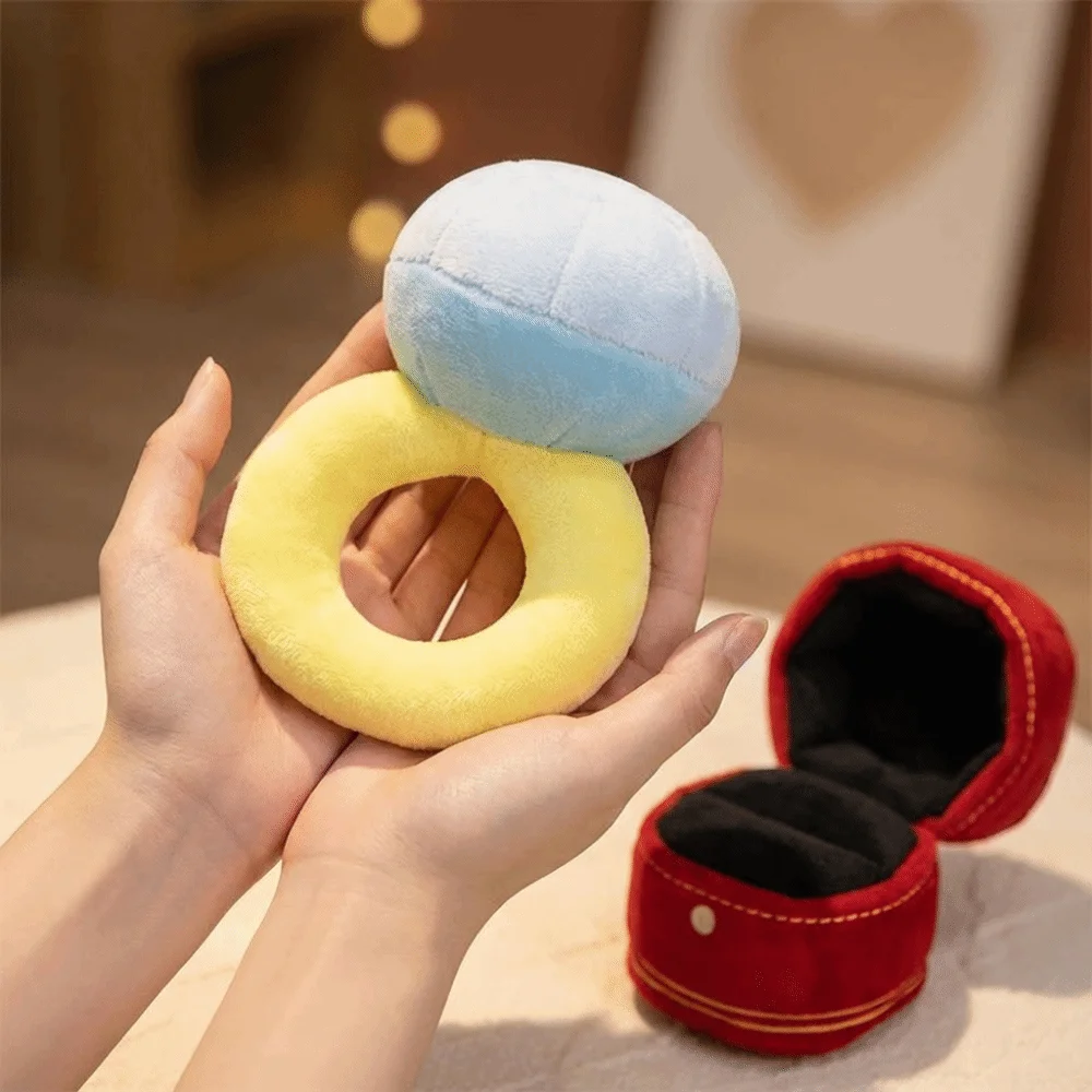 Soft Plush Diamond Ring Toy Oversized Ring Creative Design Oversized Ring Plush Funny Gifts Engagement Ring Plush