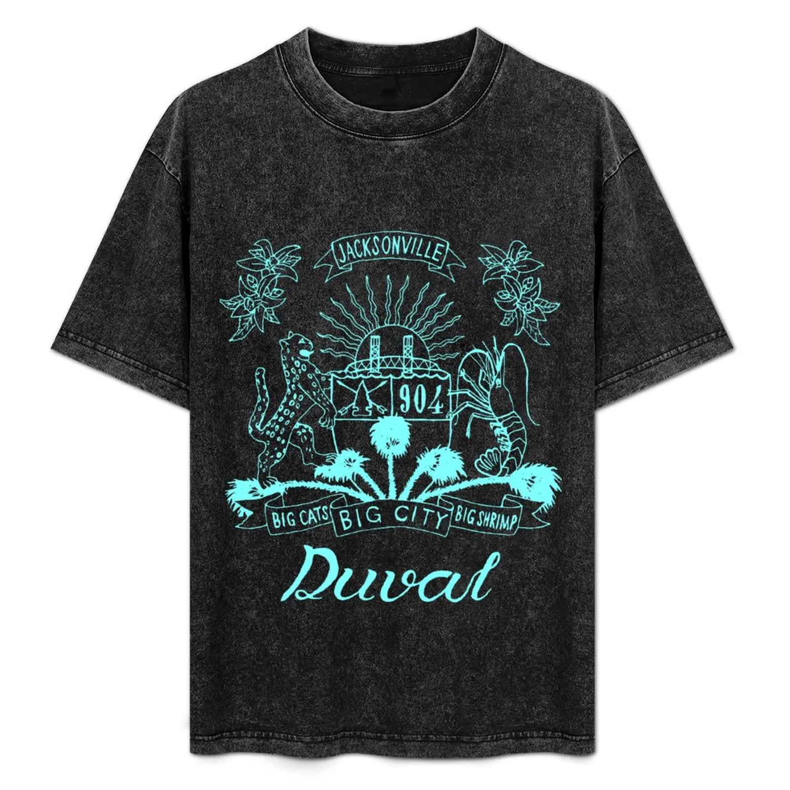 

Duval Crest - Teal Lettering on Black T-Shirt Plus Size Non-Shrink T-Shirt