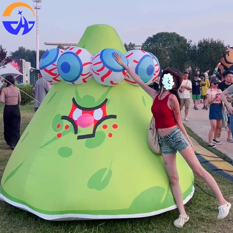 Modelo de aire creativo de volcán multiojos de dibujos animados inflables: accesorios decorativos para actividades al aire libre