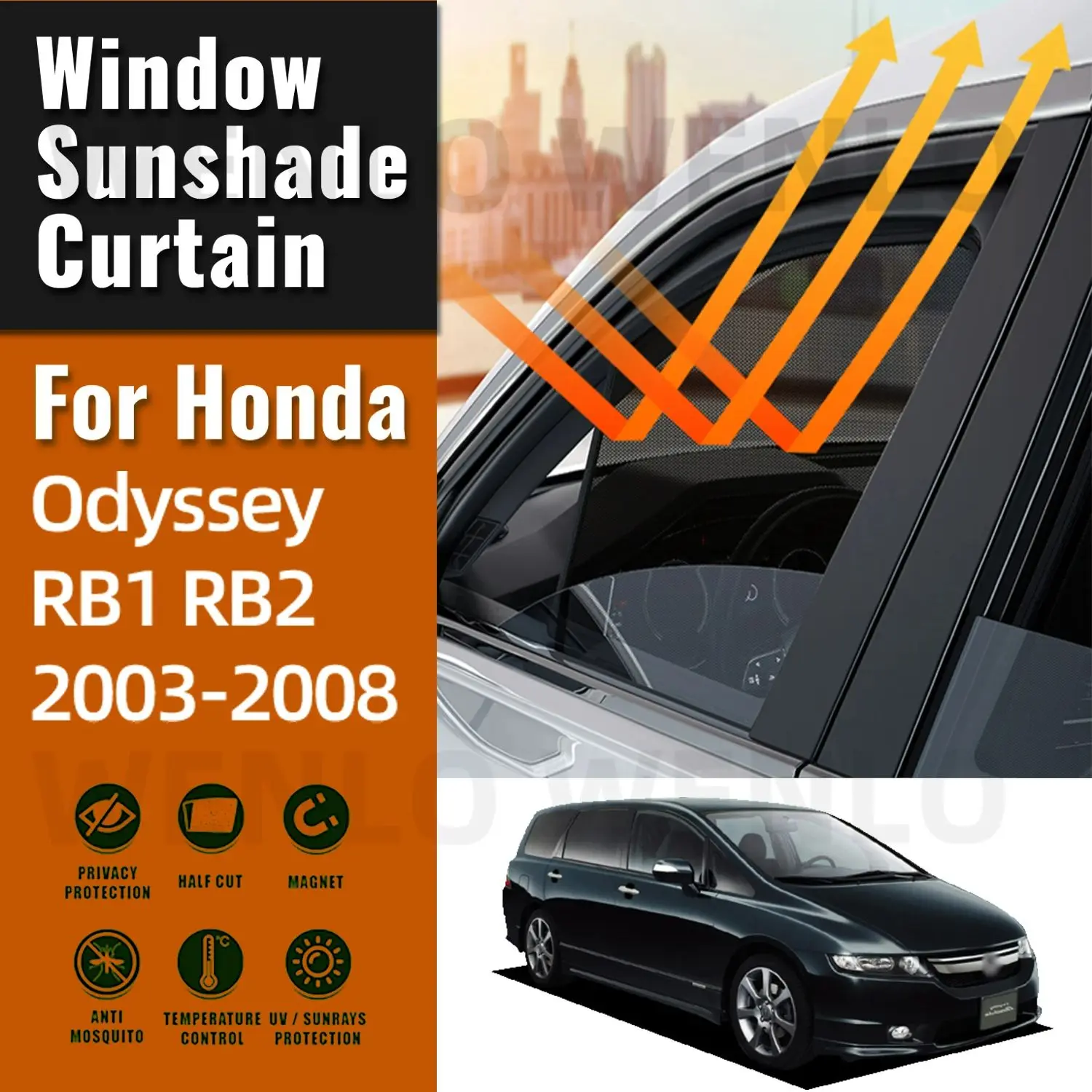 

For Honda Odyssey RB1 RB2 2003 2004 2005 2006 2007 2008 Car Window SunShade UV Protection Auto Curtain Sun Shade Visor Net Mesh