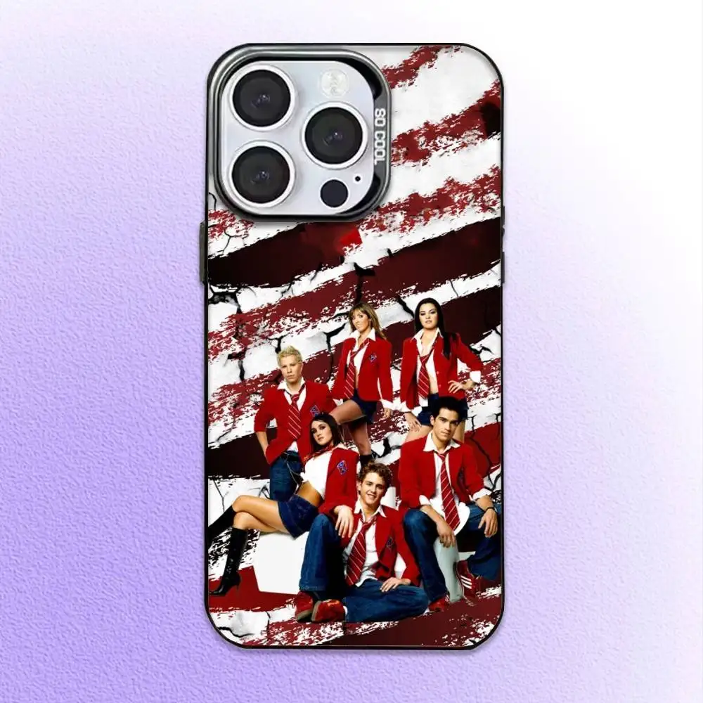 Funda de teléfono RBD REBELDE V para iPhone17,16,15,14,13,12,11 Plus,Pro Max, cubierta interior chapada en plata de color