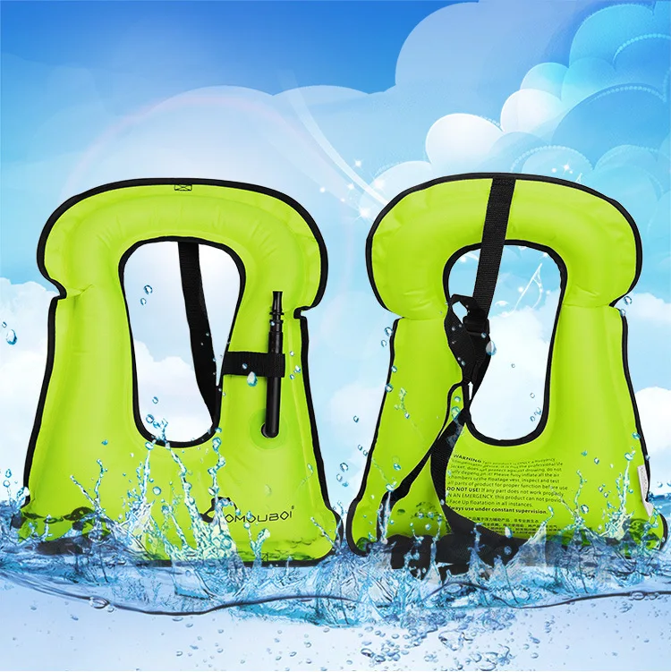 Inflatable Snorkel Vest Adult Snorkeling Jackets Free Diving Swimming Safety Load Up To 220 Ibs