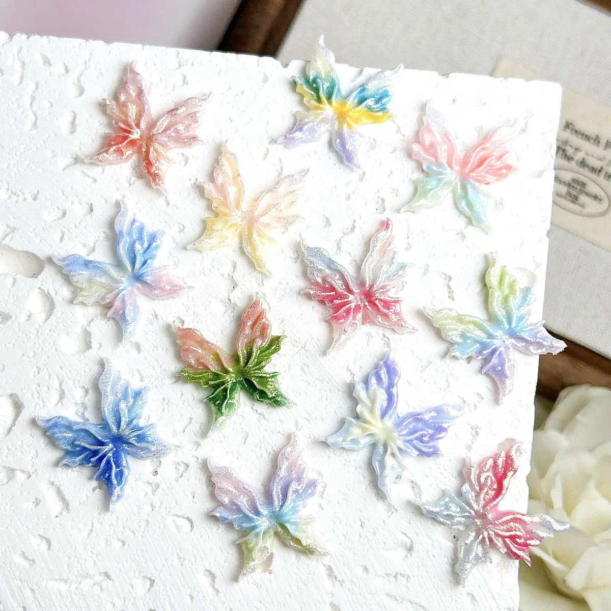 

20PCS Gradient Colored Luminous Butterfly Resin Nail Charms Dreamy Fine Sparkling Butterfly Nail Art Decorations DIY Sweet Nails