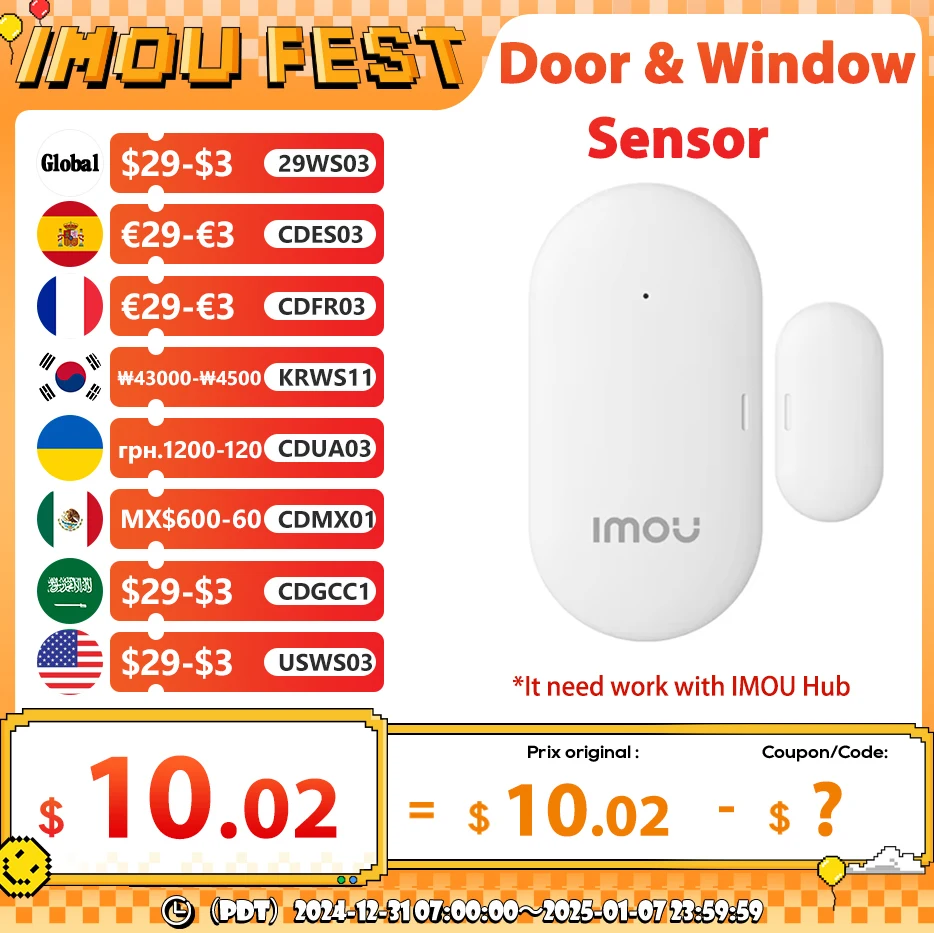 IMOU Zigbee 3.0 Smart Door Window Sensor Open/Closed Detectors App Control Security Alarm Tamper-proof  2 year long standby