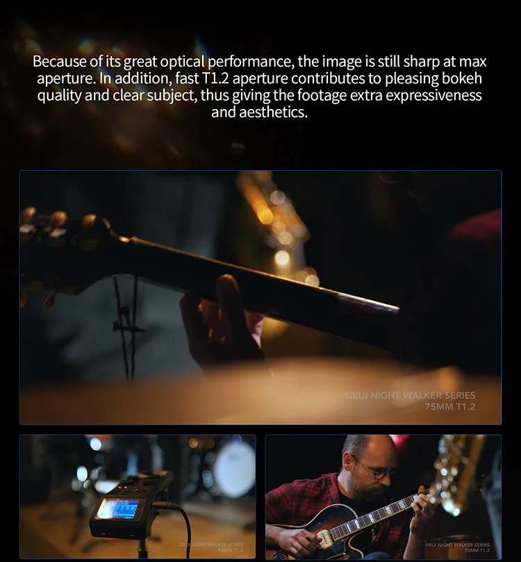 SIRUI Night Walker T1.2 S35 Cine-Objektiv 16mm, 24mm, 35mm, 55mm, 75mm Große Blendenöffnung Manuelles Fokus-Objektiv – Detail 6