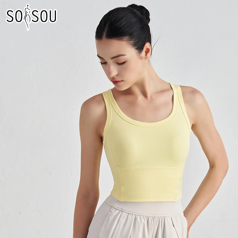 

SOISOU Running Sports Bra High Support Women Top Tight Fitness Yoga Women's Underwear Gym Workout Clothes Nylon Sports Yoga Tops
